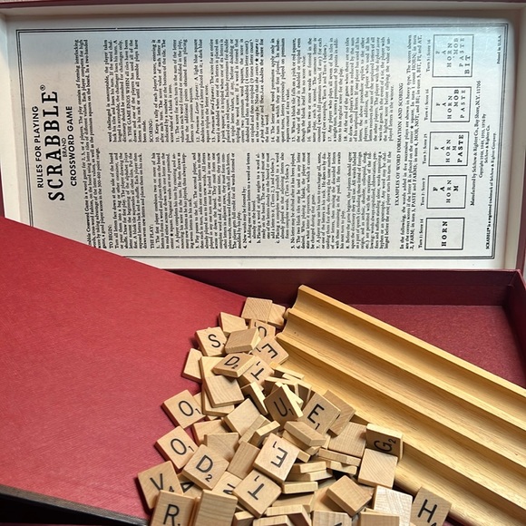 Selchow & Righter Other - Vintage Scrabble Game by Selchow & Righter Co, 100 Tiles, Board, 4 Trays